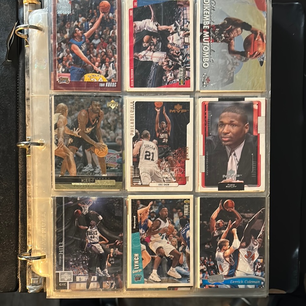 Red and Blue Vintage Basketball Card Collection